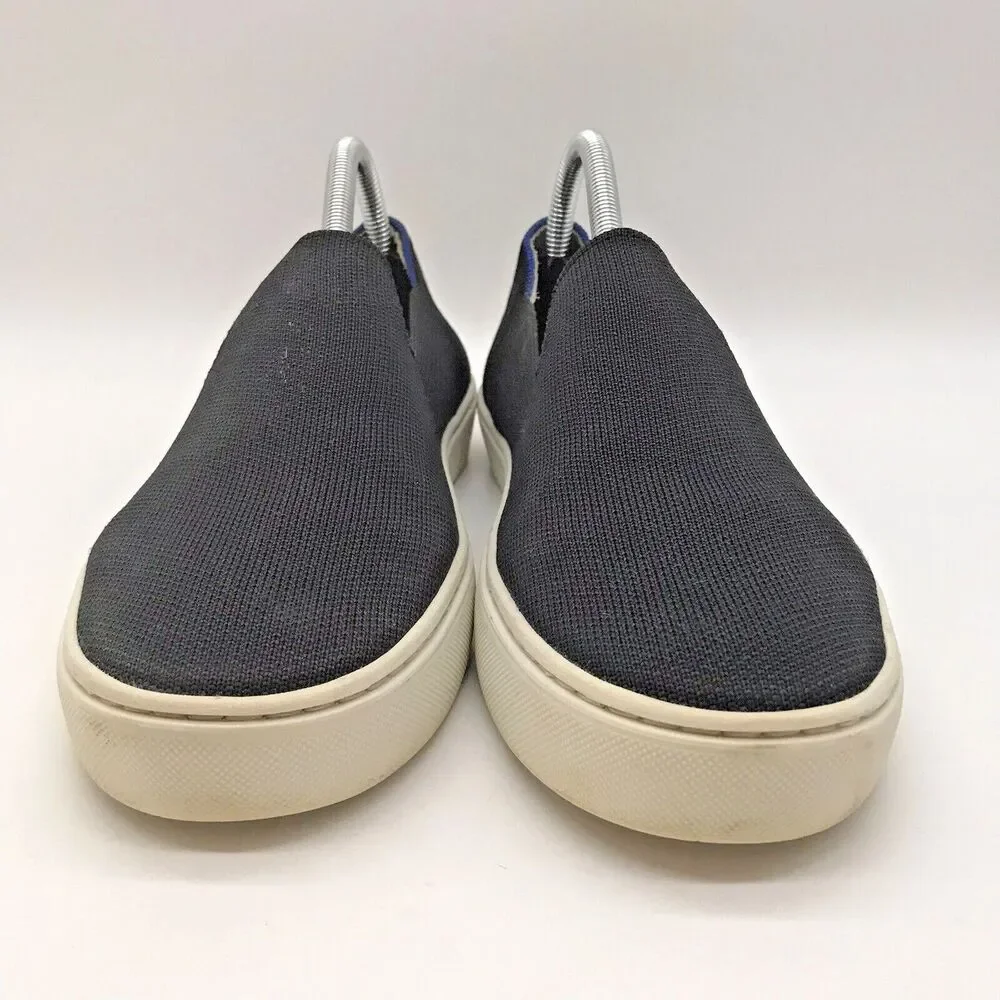 Rothy’s The Original Slip On Sneaker Womens 9.5 Black Blue Halo Removable Insole